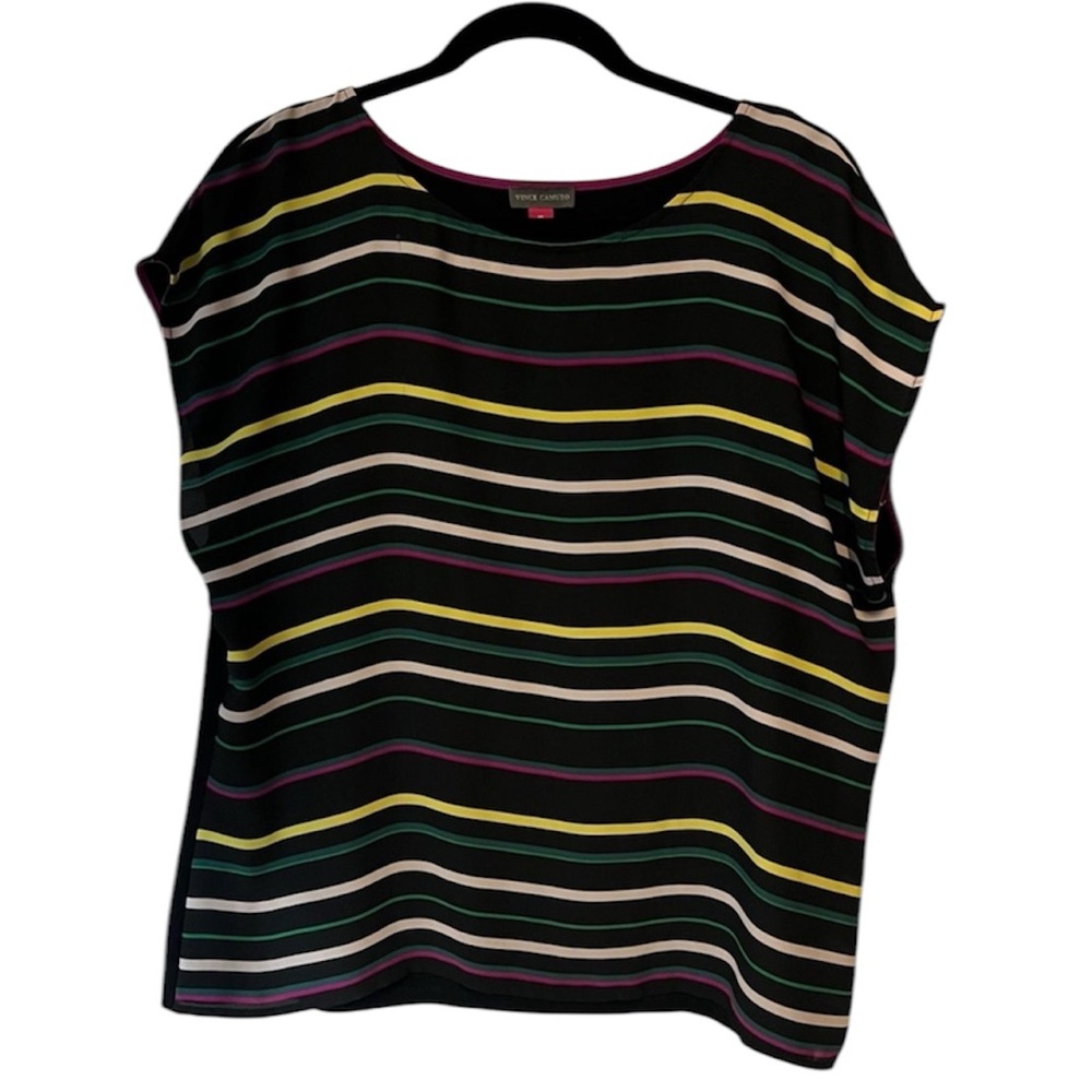 Vince Camuto Women's Multicolor Striped Top Size Lg Petit